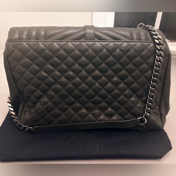 YSL Leather Bag Monogram College Flap Quilted w/ Chain - Picture 6 of 16